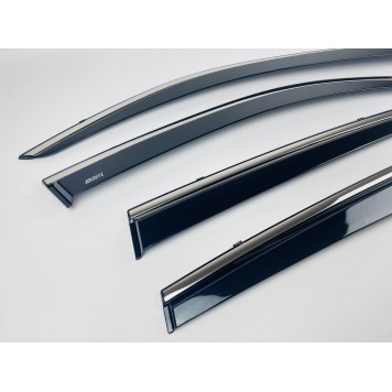 Дефлекторы окон Subaru Forester 2013-2018 с нерж. хром полоской-3